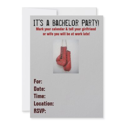 Boxing Gloves Bachelor Party Invitations by JeffandJess