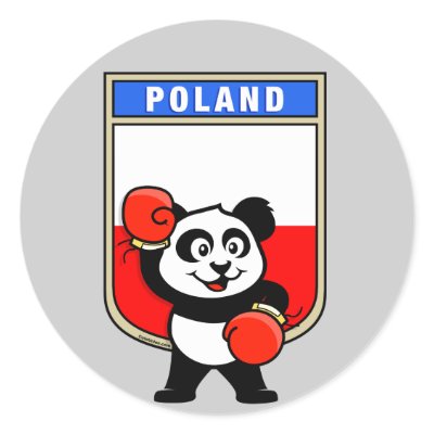 Boxing Poland Panda Round Stickers by cuteunion
