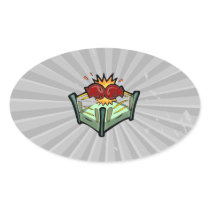 boxing ring and gloves graphic oval stickers