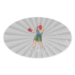 boxing stance boxer graphic oval sticker