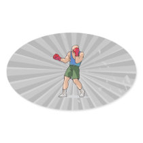 boxing stance boxer graphic oval sticker