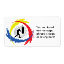 Boxing Tricolor Emblem Shipping Label