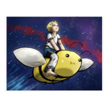 boy and bee postcard