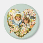 Boy and Girl Floral Heart Magnet