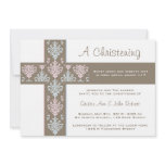 Boy and Girl Twin Christening  Invitation