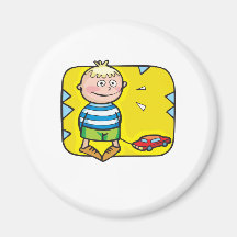 Boy And Toy Car Refrigerator Magnet