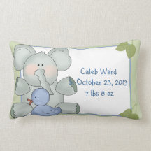 Boy Baby Elephant on Green with Rubber Duck Pillow