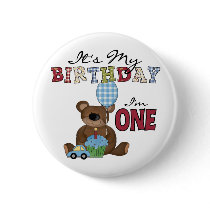 Boy Bear 1st Birthday Tshirts and Gifts Pin