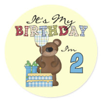 Boy Bear 2nd Birthday T-shirts and Gifts Stickers
