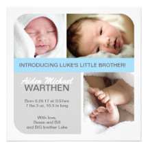 BOY Birth announcement Big & Little brothers