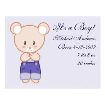 Boy Birth Announcements Post Cards