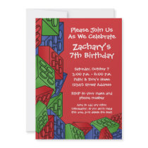Boy Birthday Party - Building Blocks Invite