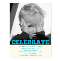 Boy Birthday Party Photo Invitations Post Card