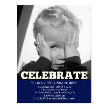 Boy Birthday Party Photo Invitations Postcards