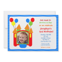 Boy Bounce House Photo Birthday Invitation