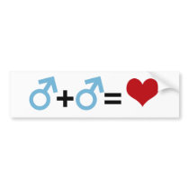 BOY + BOY = LOVE BUMPER STICKERS
