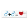 BOY + BOY = LOVE BUMPER STICKERS