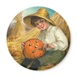 Boy Carving Pumpkin Refrigerator Magnets