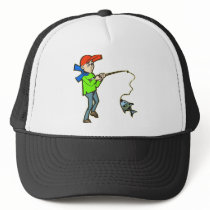 Boy Catching A Fish Trucker Hat