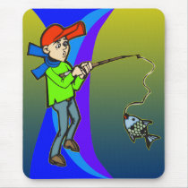 Boy Catching A Fish Mouse Pad