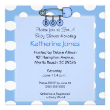 Boy Diaper Pin  Shower Invitation