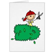 Boy Doing Yardwork Card