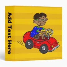 Boy Driving Toy Car 3 Ring Binder