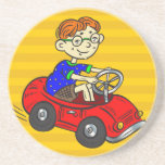 Boy Driving Toy Car Drink Coasters