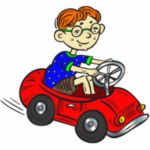 Boy Driving Toy Car Photo Cut Outs