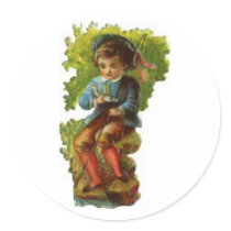 boy fishing sticker