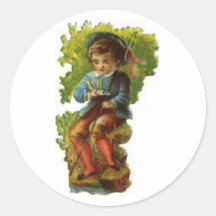 boy fishing sticker