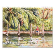 Boy Fishing with Dog Psalm 37:4 Photo