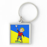 Boy Flying Paper Airplane Keychain