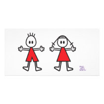 Boy & Girl in Red Personalized Photo Card