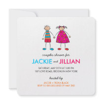 Boy + Girl = Love Couples Shower Custom Invitation