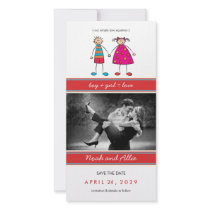 Boy + Girl = Love Cute Save The Date Photo Card