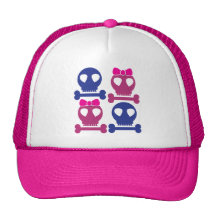 BOY GIRL skulls Rockabilly design Trucker Hats