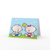 Boy Girl twin greeting card
