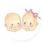 Boy Girl Twins Graphic Round Stickers