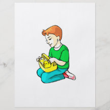 boy green shirt chickens in basket easter personalized flyer