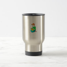 boy green shirt chickens in basket easter coffee mug