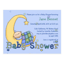 Boy in the Moon • Baby Shower Invitation Post Card