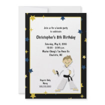 BOY KARATE MARTIAL ART BIRTHDAY PARTY PERSONALIZED ANNOUNCEMENT