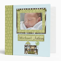 Boy MONKEY Jungle Safari Crib 1.5in Baby Album Vinyl Binders