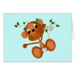 Boy Monkey Swinging Tshirts and Gifts Greeting Cards