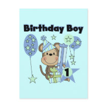 Boy Monkey With Gifts 1st Birthday Postcard