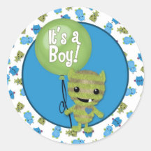 BOY MONSTER Peek a Boo Baby It's a Boy PABC #5 Sticker