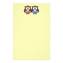 boy 'n girl baby owl personalized stationery