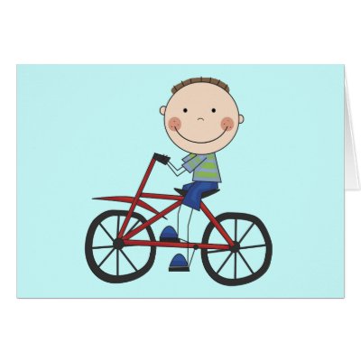 Boy on Bicycle Tshirts and Gifts Greeting Cards by stick_figures