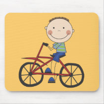 Boy on Bicycle Tshirts and Gifts Mouse Mats